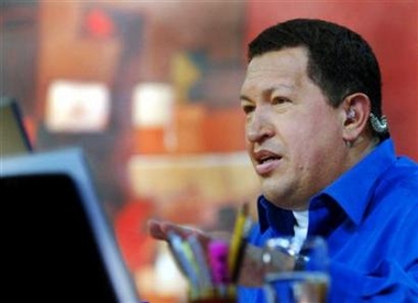 Venezuelan President Hugo Chavez speaks during his weekly television program in Caracas, November 13, 2005.