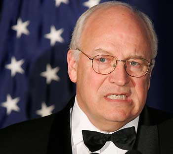 US Vice President Dick Cheney attacks critics of the Iraq war during a speech to the Frontiers of Freedom Institute 2005 Ronald Reagan Gala in Washington, D.C., November 16, 2005. In the sharpest White House attack yet on critics of the Iraq war, Cheney said that accusations that the Bush administration manipulated intelligence to justify the war were a "dishonest and reprehensible" political ploy.