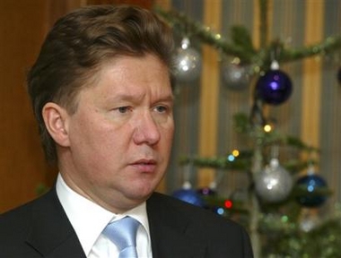 Russia's natural gas giant Gazprom chief Alexei Miller speaks to press at his headquarters on Friday, Dec. 30, 2005.