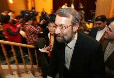 Ali Larijani, Iran's top nuclear negotiator, leaves after a press conference in Beijing after meetings with Chinese officials Thursday Jan. 26, 2006.