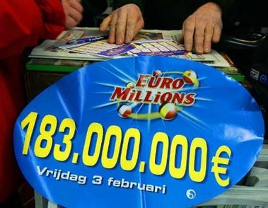 A newspaper vendor sells 'EuroMillions' lottery tickets to a customer in Brussels February 3, 2006.