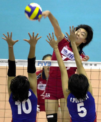 China swept Thailand at women volleyball World GP