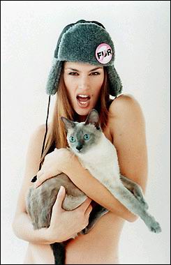 Fur flies as animals rights group protests Cindy Crawford