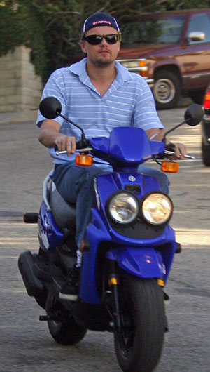 Leonardo DiCaprio on his scooter 