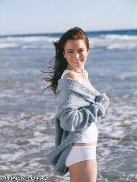 Lindsay Lohan poses on the beach
