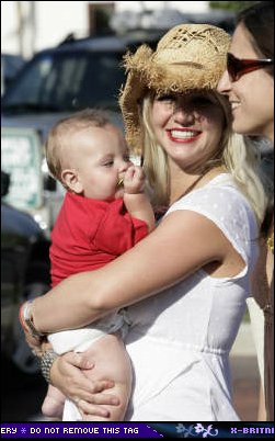 Britney Spears out with son