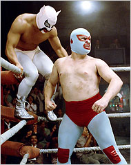 A tender heart in stretchy pants and ankle boots in 'Nacho Libre'