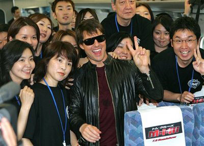 Tom Cruise takes chartered bullet train