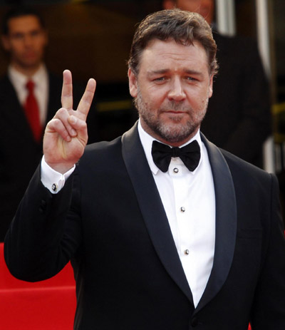 Russell Crowe arrives for opening ceremony of 63rd Cannes Film Festival