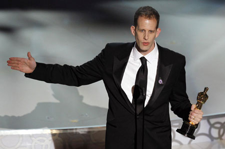 Pete Docter accepts the Oscar for best aninmated feature film