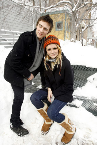 Barton and Thompson pose during the 2008 Sundance Film Festival