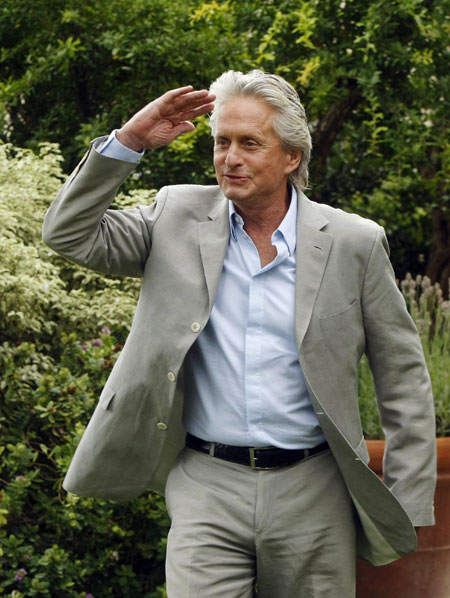 Michael Douglas arrives at a presentation of his new film 