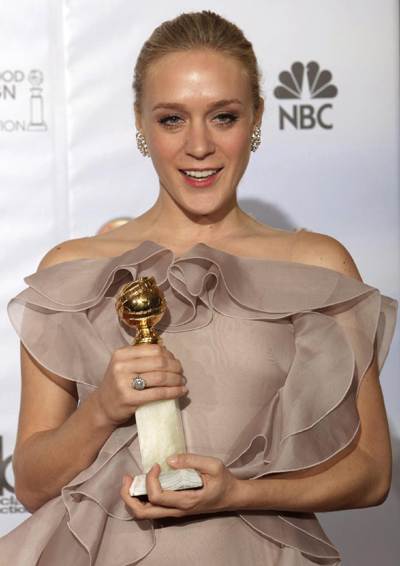 Chloe Sevigny holds a Golden Globe for her work in 