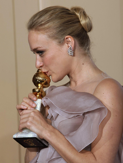 Chloe Sevigny holds a Golden Globe for her work in 