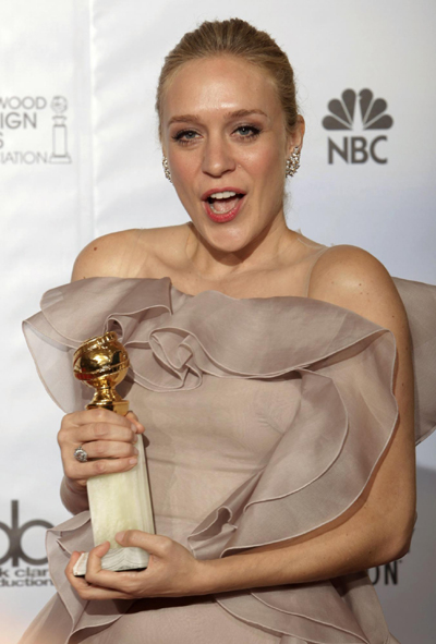 Chloe Sevigny holds a Golden Globe for her work in 