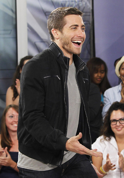 Jake Gyllenhaal attends television interview promoting movie 