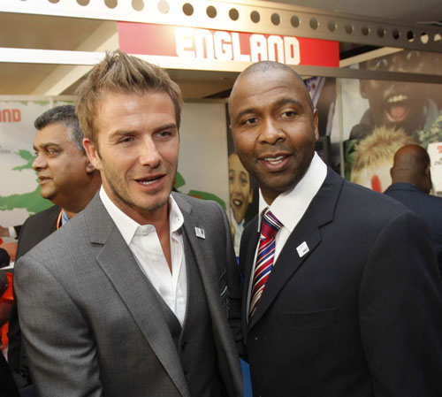 David Beckham attends exhibition of bidders to help promote England's 2018 World Cup bid