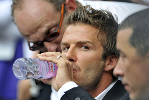 David Beckham sits on Centre Court for semi-final match