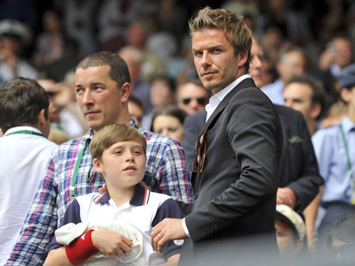 David Beckham sits on Centre Court for semi-final match