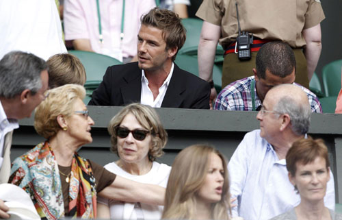 David Beckham sits on Centre Court for semi-final match