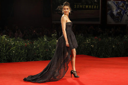 Jessica Alba arrives at 'Machete' red carpet at 67th Venice Film Festival