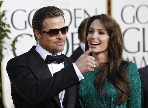 Jolie and Pitt arrive at the 68th annual Golden Globe Awards