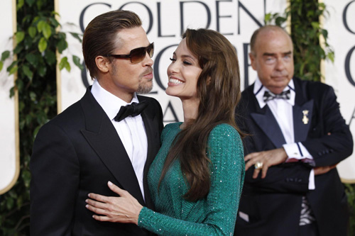 Jolie and Pitt arrive at the 68th annual Golden Globe Awards