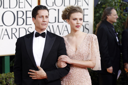 Scarlett Johansson arrives at the 68th annual Golden Globe Awards