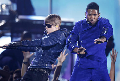 Singers perform at the 53rd annual Grammy Awards in L.A.