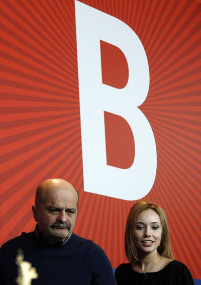 Director Alexander Mindadze promote 'Innocent Saturday' with cast members at the Berlin Film Festival