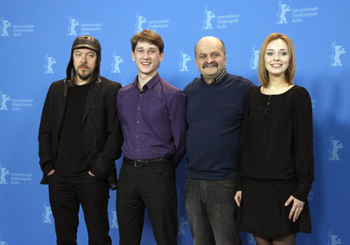 Director Alexander Mindadze promote 'Innocent Saturday' with cast members at the Berlin Film Festival