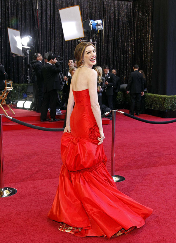 Co-host Anne Hathaway arrives at the 83rd Academy Awards