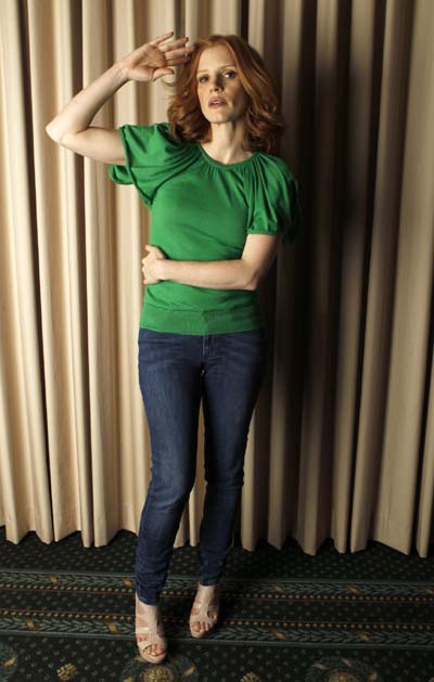 Jessica Chastain poses for the movie 'The Tree of Life'