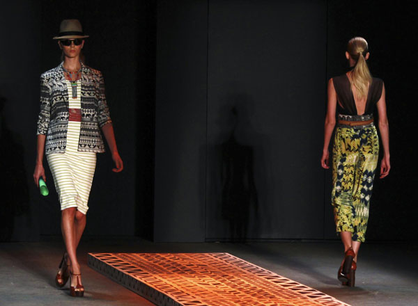 Models present creations from the Teca collection during Fashion Rio Summer 2012