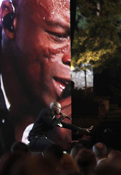 Seal and Bregovic performs during opening show of 'New Wave' in Jurmala