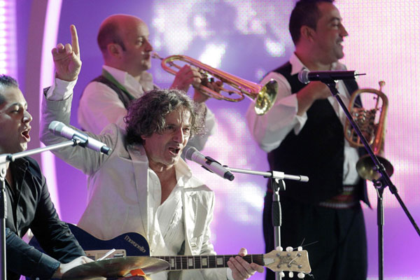 Seal and Bregovic performs during opening show of 'New Wave' in Jurmala