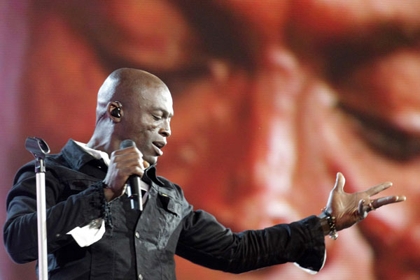 Seal and Bregovic performs during opening show of 'New Wave' in Jurmala