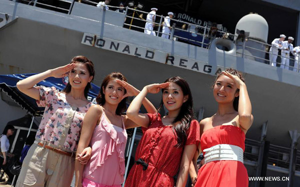 Miss HK ladies visit USS Ronald Reagan Aircraft Carrier
