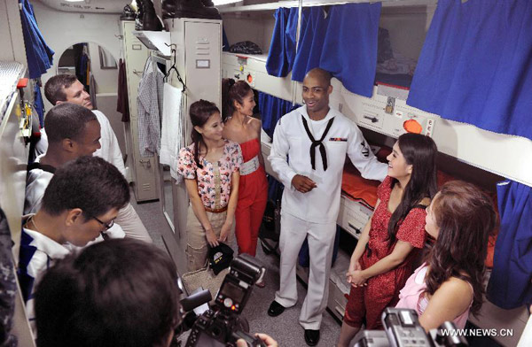 Miss HK ladies visit USS Ronald Reagan Aircraft Carrier