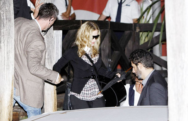 Madonna arrives at the venice airport