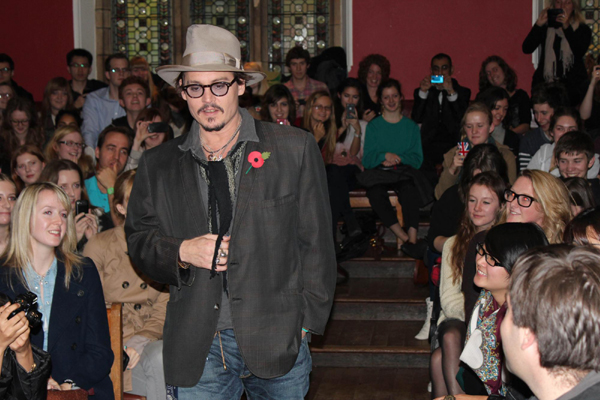 Depp answers questions in Oxford