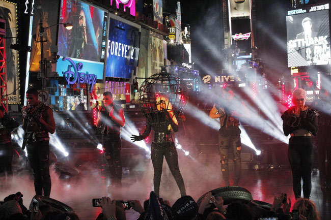 Lady Gaga performs during New Year's Eve celebrations in Times Square