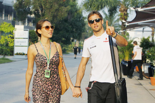 Jenson Button with girlfriend Jessica Michibata