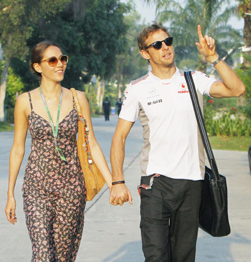 Jenson Button with girlfriend Jessica Michibata