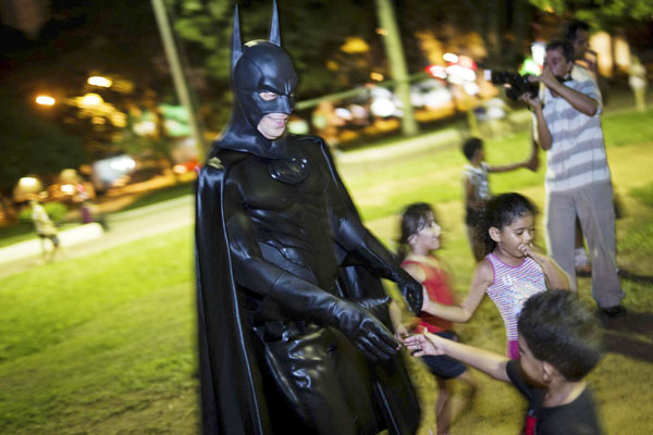 Batman patrols streets in Brazil