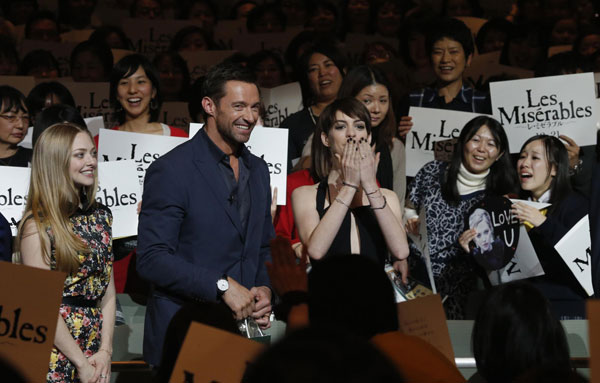 Cast members promote 'Les Miserables' in Tokyo