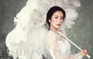 Graceful Zhang Li in furs
