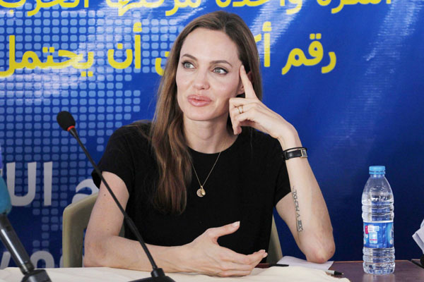 Angelina Jolie attends UN news conference in Syria