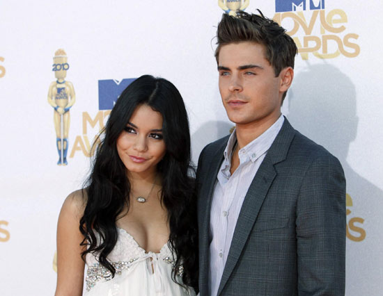 Vanessa Hudgens and Zac Efron attend the 2010 MTV Movie Awards