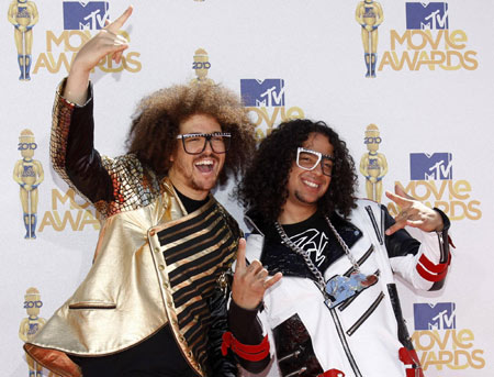 Electro-hop band LMFAO attend the 2010 MTV Movie Awards